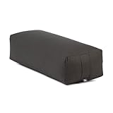 bodhi Yoga Salamba Bolster Eco | Waschbarer Bezug aus 100% Bio-Baumwolle | Yogarolle eckig mit Bio Dinkelfüllung | Yogakissen groß für Restoratives Yoga | Maße: 63,5 x 26,5 x 20,5 cm (anthrazit)