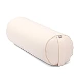 Bodhi | Yoga Bolster ECO | 100% Bio-Baumwolle | Yogarolle mit Bio Dinkelfüllung | Waschbarer Bezug | Yogakissen rund für Restoratives Yoga Übungen | Groß ca. 65 x 20 cm | Natur