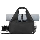 Sporttasche Damen Yogatasche Groß Reisetasche mit Schuhfach & Nassfach Tragetasche Herren Fitnessstudio Sport Gym Tasche für Yogamatten, Schwarz