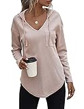 Cuptacc Hoodie Damen Pullover Damen Kapuzenpullover Oversize Weich Langarmshirt Fett Dünn Fit Sweatshirt Oberteile Aprikose M