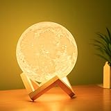 Balkwan Mond Lampe, Mondlampe 3D Druck Mond Lampe Dimmbar USB Lade Touch Lampe für Kinder und Liebhaber Geburtstag Schlafzimmer Romantisches Geschenk (5.9 inch)