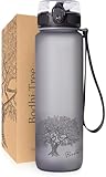 Bodhi Tree Trinkflasche 1l - Auslaufsicher - Geruchlos - Leicht - mit Filter und Gurt - Sportflasche für Fitness, Sport und Yoga - Getränke Flasche Wasserflasche - BPA frei