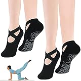 flintronic Yoga Socken, 2 Paare Antirutsch Socken, Rutschfeste Socken Sport für Yoga, Barre, Pilates, Tanz, Barfuß, Trampolin, Zuhause, Krankenhaus für Damen und Herren