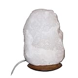 Salzlampe aus weißem oder grauem Salzkristall - Erstklassige Qualität - Punjab Pakistan - Frei von Umweltbedingten Giften (Weiß 2 - 3 KG + Holzsockel)