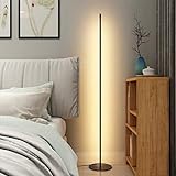 UFLIZOGH Stehlampe LED moderne 16W Stehleuchte 150CM 1 Farbtemperaturen 3000 Kelvin 1200 Lumen Augenschutz Bodenleuchte für Wohnzimmer (Schwarz, Warmweiß)