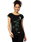 FellHerz Yogamädchen schwarz - L - Damen T-­Shirt aus 100% Bio-­Baumwolle Organic Cotton fair nachhaltig alternativ Bambus Pflanze Baum Mädchen Fee Sport