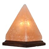 Salzleuchte Pyramide, Dekoleuchte aus Salz mit Holzsockel, Salzlampe mitienda