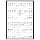JUNOMI® Yoga Poster DIN A2 mit 168 Posen und Asanas, Yoga Zubehör für Studios und Übungen Zuhause, perfekte Yoga Geschenkidee, Yoga Übungen für Beginner und Profis | ohne Rahmen