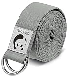 Slim Panda Yoga Gurt aus Baumwolle, Praktisches Yogagurt Yoga-Zubehör für Dehnen und Fitness, Yoga Band mit Schiebeschnalle aus Metall gut Anfänger & Fortgeschrittene, 180 cm Hellgrau